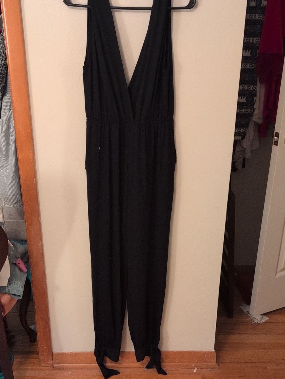 Women's Black Deep V Jumpsuit
